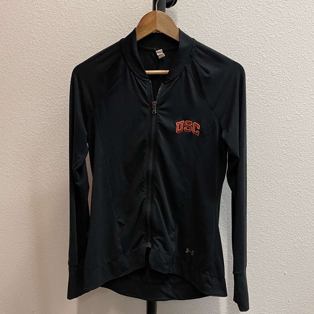 Under Armour USC zip up jacket long sleeved, black, size medium.